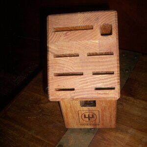 WUSTHOF MAPLE WOOD NINE SLOT KITCHEN KNIFE HOLDING BLOCK W/SCISOR SLOT